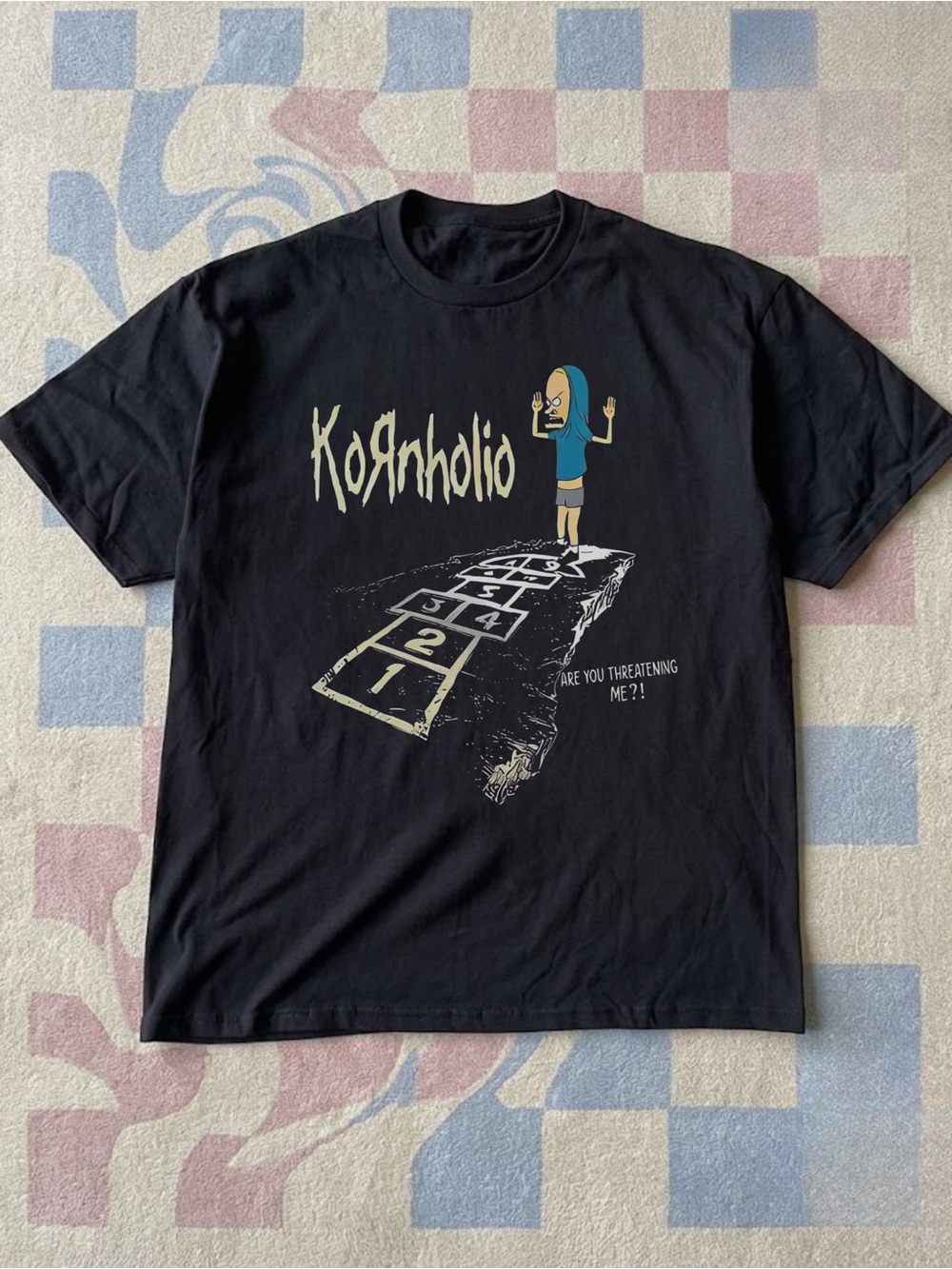 Funny Kornholio Graphic Tee for Fans of 90s Cartoons - Black